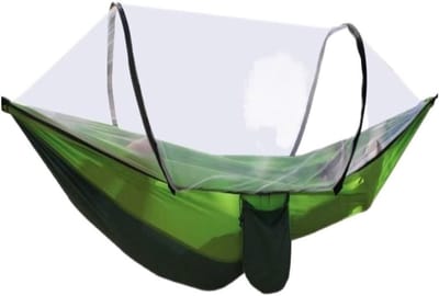 Hangmat met Klamboe - Kampeerhangmat Outdoor - Ontspannen Buiten - Automatisch Openend - Enkele Persoon - Groen