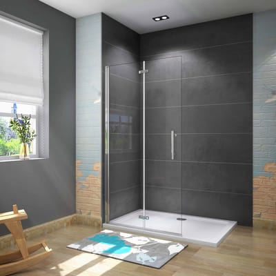 Douchewand-Inloopdouche 65x185cm 2 delig inklapbaar douchedeur 6mm NANO EasyClean veiligheidsglas glanzend chroom aluminium profiel