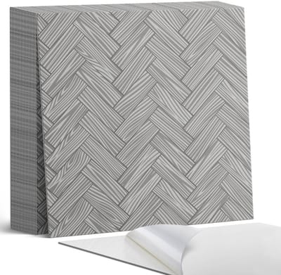 Coloray Plaktegels - Houtvlechtpatroon Zelfklevende Tegels - 20 cm x 20 cm - Grijs Plaktegels - 20 stuks - Vierkant PVC Tegels - Plaktegels Badkamer - Plaktegels Vloer - Vinyltegels Vloer Zelfklevend - Wandtegel Zelfklevend