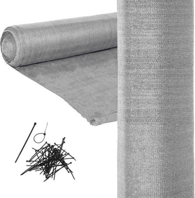 Zichtbreeknet - Schaduwnet Rol 1.5 x 50 m - 90% UV-Bescherming - Grijs - Incl. Montageset - Viking Choice