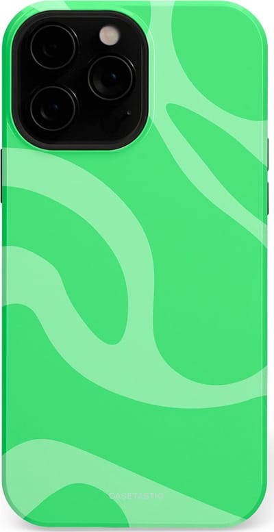 Casetastic hoesje geschikt voor Apple iPhone 13 Pro Max - MagSafe - Dubbellaagse bescherming - Limoen Groene Vloeiende Golven - Fashion Case - Groen