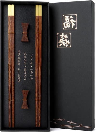 Herbruikbare Houten Eetstokjes Set van 2, Vaatwasserbestendig, Perfect voor Sushi en Rijstgerechten, Inclusief Opbergplank