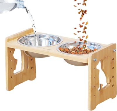 Verhoogde Hondenbak - Huisdier Voerstation - Comfortabel Eten - Verstelbare Hoogte - 32.9L x 18.7B cm - Zwart