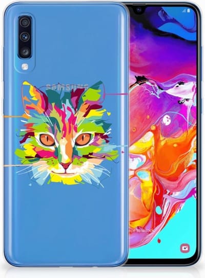 Samsung Galaxy A70 Telefoonhoesje met Naam Cat Color