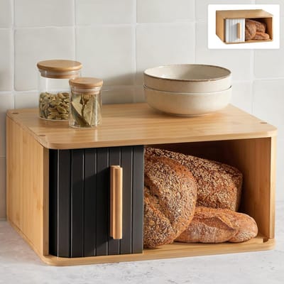 Ruimtebesparende Houten Broodtrommel met Schuifdeur - Ideaal voor Verse Broden en Gebak (40x28cm)
