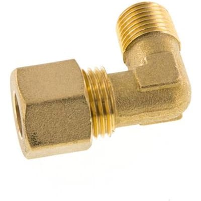 R 1/4'' Buitendraad x 10mm Messing L-Knelfitting 90 graden 95 Bar DIN EN 1254-2