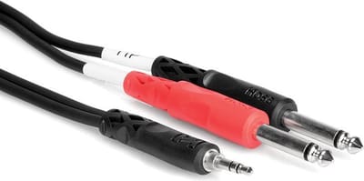 Hosa Technology - CMP-159 audio kabel - 3,05 mtr - 3.5mm mini jack, 2 x 6.35mm jack - Zwart