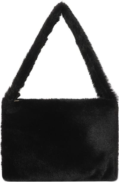 Furry Tasje - Zwart | Schoudertas / Handtas | 27 x 20 x 4 cm | Polyester