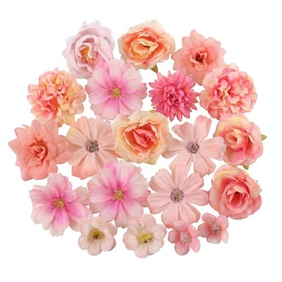 Roze kunstbloemen set van 20 stuks kunstbloem decoratie bloemen voor muur krans DIY handwerk bruiloft feest interieur