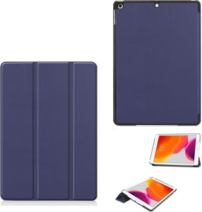 Hoes geschikt voor iPad 2021 / 2020 / 2019 (9e/8e/7e Generatie / 10.2 inch) Trifold Bookcase Donker Blauw – Hoes geschikt voor iPad 2020 hoes 10.2 hard case - Ntech