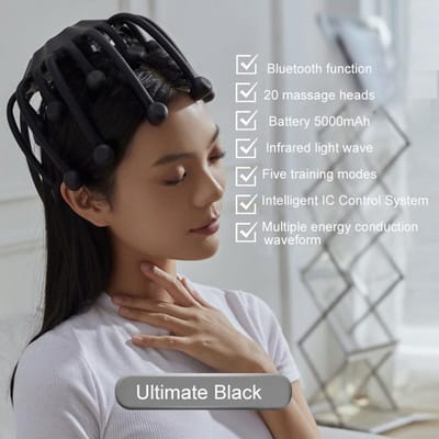 Elektrische Octopus Klauw Hoofdhuid Massager Handsfree 5Modi Hoofdmassage LED Rood Licht 3D Draadloze Hoofdhuid Krabber Massage Gezondheidszorg brown