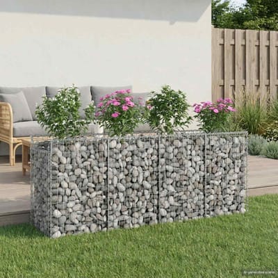 vidaXL - Gabion - verhoogd - bed - 2 - st - 200 - x - 50 - x - 80 - cm - Gegalvaniseerd - staal