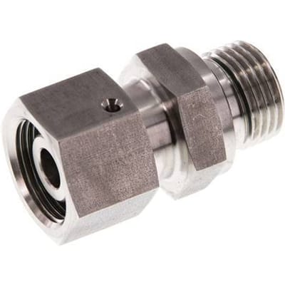 14S & G1/2'' RVS Rechte Draaidoorvoer Buitendraad 630bar FKM O-ring en Afdichtconus Verstelbaar ISO 8434-1
