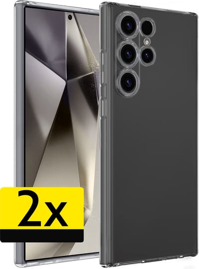 Hoesje - 2 Stuks - Geschikt voor Samsung Galaxy S24 Ultra - Sterk & Shockproof - Case Siliconen - Back Cover - Telefoon Hoes - Telefoonhoesjes - Transparant
