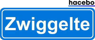 Hacebo - Plaatsnaam Sticker - 29x10 CM - Zwiggelte sticker - Verkeersborden sticker - grappige cadeaus - Zwiggelte
