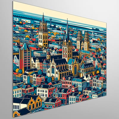 Acryl groningen schilderij | Groninger landschap geschilderd met levendige kleuren op acryl canvas | Kunst - 50x50 centimeter op Dibond | Foto op Dibond