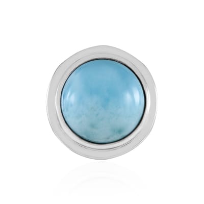 Cavill - Zilveren Hanger - 925 Sterling Zilver Platina-geplateerd - Larimar 3,793 ct Ronde Cabochon - Exclusief Sieraad Dames Ketting