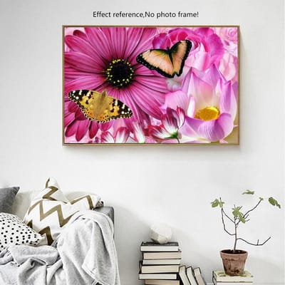 Diamant borduurwerk ronde bloem 5d diamant schilderij vlinder foto van strass diamant kunst 20X30CM pink