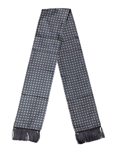 Dolce & Gabbana Blauwe Patroon Franje Hals Foulard Sjaal