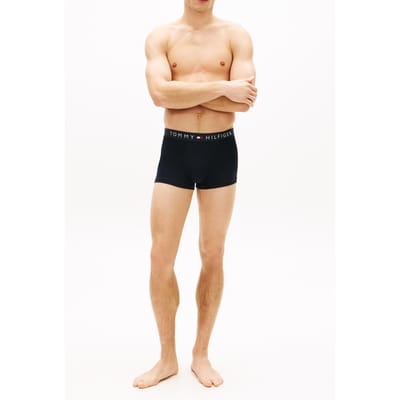 Tommy Hilfiger 3-pack Waistband Trunk Grey Htr/white/desert Sky Maat: S | Onderbroeken Outlet | Heren | Zwart