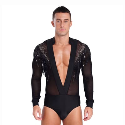 Heren Bodysuit Mesh - Clubwear - Mannen Lingerie - Glitter - Shirt - Sexy