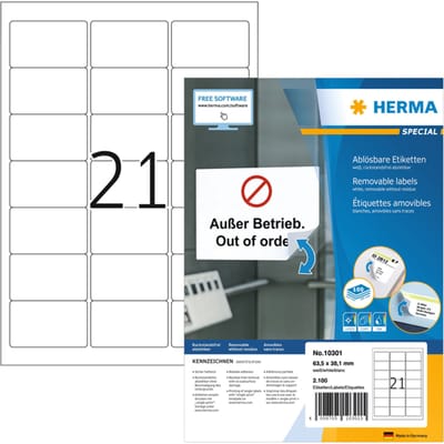 Herma Adr.Etik. Movab. 63,5x38,1 100 Bl. DIN A4 2100 stuks 10301
