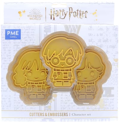PME Harry Potter Cookie Cutter & Embosser, Harry, Ron & Hermione - Koekjes Uitsteek- en relïef vorm voor fondant, marsepein en koekjes