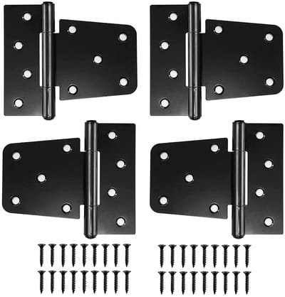 Dailygoods- Scharnieren - Opvouwbaar - Roestvrij Staal - Zwart - Set van 4 - 13 x 11 cm - T-vormig ontwerp - Deurscharnieren
