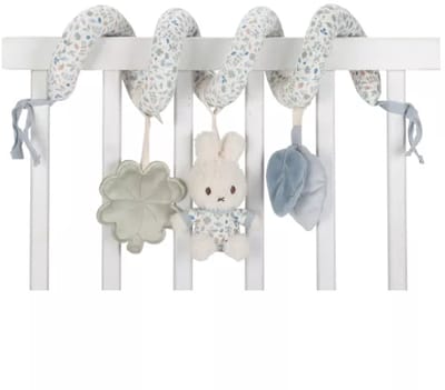 Nijntje activiteitenspiraal Lucky Leaves – Blauw & Groen – Activiteitenspiraal voor Box, Kinderwagen, Buggy & Autostoel – Zacht babyspeelgoed met rammelaar en knisper – Stimuleert motoriek en zintuigen – Baby cadeau – Vanaf 0 maanden – Miffy