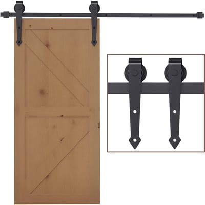 HOMCOM Schuifdeur Hardware Kit Koolstofstaal 200L x 4B x 0,6H cm Bruin