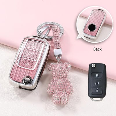 Kristal TPU Sleuteletui Flip Vouwend Voor Volkswagen Voor Vw Polo Golf Passat Tiguan T5 Skoda Octavia Seat Leon Altea Sleutelhoesje Fob gray