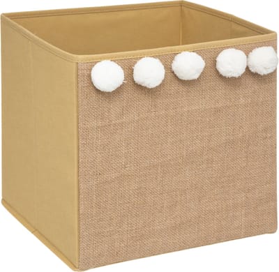 Atmosphera Kids Opbergdoos / opberger Vierkant - Jute pompom - 29 x 29 cm
