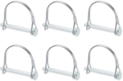 6 stuks trekhaken voor aanhangers, 5/16 inch x 2,4 inch (8 mm x 60 mm) met vergrendeling, ideaal voor grasmaaiers en aanhangwagens, zilverkleurig en duurzaam