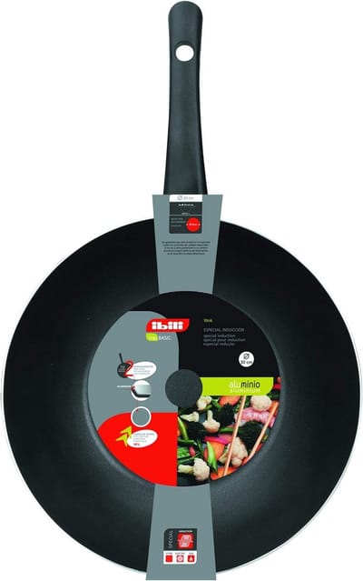 Gegoten Aluminium Wok met Anti-aanbaklaag en Houten Handgreep - Geschikt voor Inductie en Alle Kookmethodes