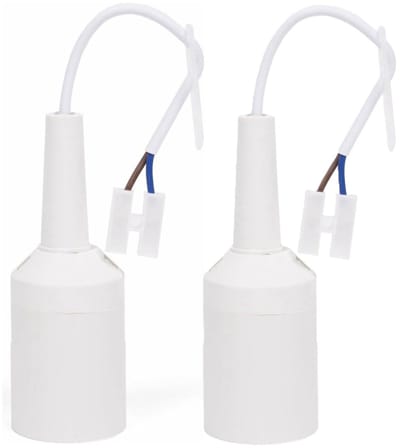 Benson Verhuisfitting - 2x - E27 - wit - fitting met kroonsteen en kabel