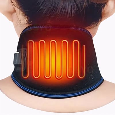 USB Verwarmde Nekbeschermer – Warmtekompres voor Nekpijn, Nekwarmer met 3 Temperatuurstanden – Zwarte Nekbrace voor Spierspanning en Ontspanning