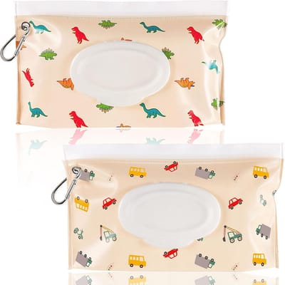 2-Pack Draagbare & Hervulbare Babydoekjes Dispenser - Reisetui voor Vochtige Doekjes