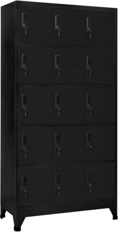 vidaXL - Lockerkast - 90x40x180 - cm - staal - zwart