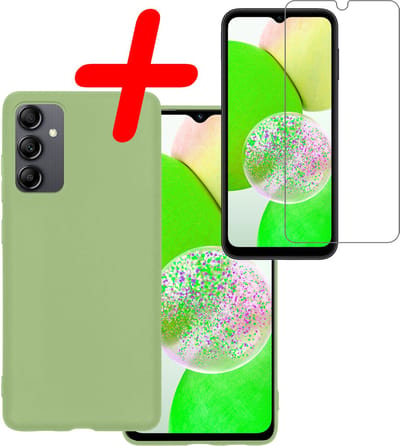 Hoesje Met Screenprotector - Geschikt voor Samsung Galaxy A14 - Sterk & Shockproof - Back Cover - Siliconen Case - Telefoon Hoes - Groen