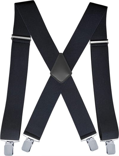 Fako Fashion - Brede Heren Bretels - Volwassenen - 50mm Breed - 4 Clips - 28mm Brede Clips - XL - 120cm - Zwart
