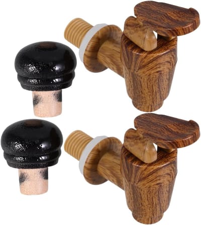 SnelShoppen - Set van 2 Houten en Kunststof Taps voor Bier- en Wijnton met Reserve Taps - Duurzaam en Gebruiksvriendelijk voor Feesten en Campings
