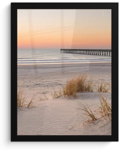 Poster in lijst - Fotolijst 30x40 cm - Posters - Pier - Zonsondergang - Strand - Posterlijst zwart - Decoratie - Wanddecoratie woonkamer - Muurdecoratie slaapkamer