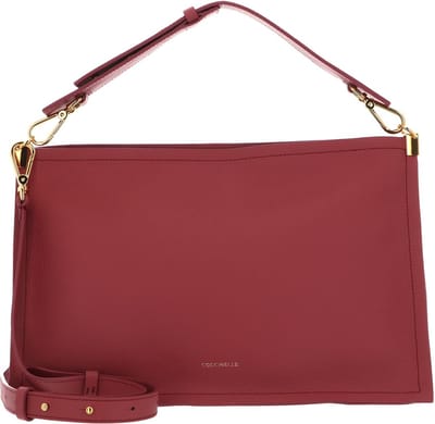 COCCINELLE Leren Handtas Schoudertas Snip Handbag Double Grainy Leather Pot / Powder Pink Paars
