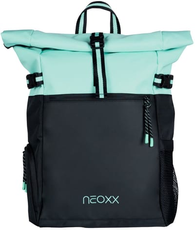 neoxx vrijetijdsrugzak rugzak met laptopvak Iconic Rolltop Backpack 19L Mint Breeze zwart mintgroen