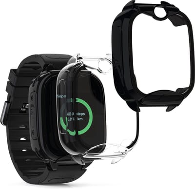 kwmobile 2x cover geschikt voor Xplora XGO 2 - Fitnesstracker cover van gehard glas en kunststof frame set zwart / transparant