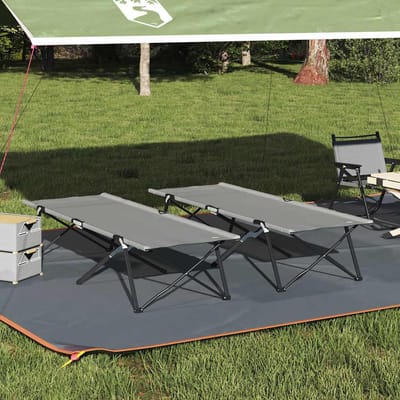 vidaXL - Opvouwbaar - Campingbed - 2 - st - Grijs - 206 - x - 76 - x - 74 - cm