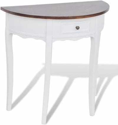 Wandtafel met lade - Halmeubel landelijk - Opbergen en decoreren - Stevig grenenhout MDF - 80x40x78 cm - Wit bruin