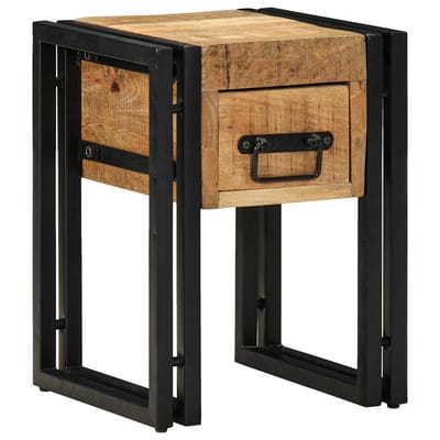 vidaXL - Bijzettafel - Bruin - en - Zwart - 30 - x - 30 - x - 40 - cm - Massief - Mango - Hout