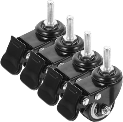 Zwenkwielen Set - Meubelwielen Stang - Zware Lasten Verplaatsen - Robuust Polyurethaan - M8x25mm Schroefdraad - Zoals Getoond