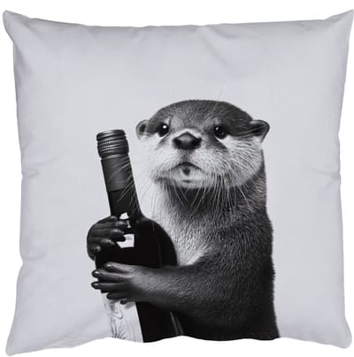 Sierkussens - Kussentjes Woonkamer - 50x50 cm - Wijnfles - Otter - Zwart